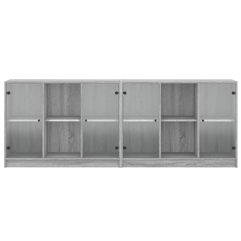 Boekenkast Met Deuren 204X37X75 Cm Hout Grijs Sonoma Eikenkleur