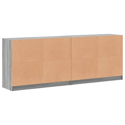 Boekenkast Met Deuren 204X37X75 Cm Hout Grijs Sonoma Eikenkleur