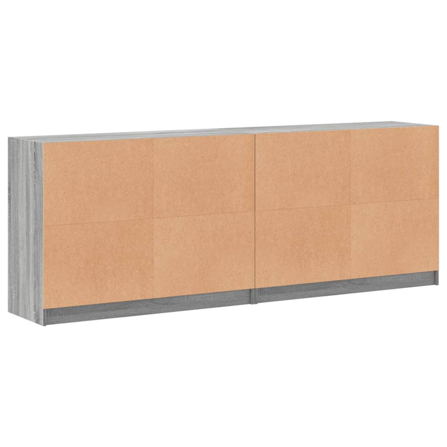 Boekenkast Met Deuren 204X37X75 Cm Hout Grijs Sonoma Eikenkleur