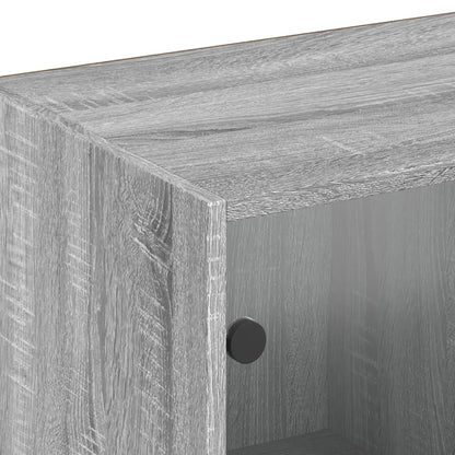 Boekenkast Met Deuren 204X37X75 Cm Hout Grijs Sonoma Eikenkleur