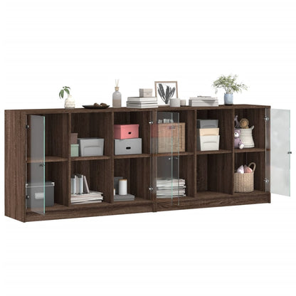 Boekenkast Met Deuren 204X37X75 Cm Hout Bruineikenkleurig