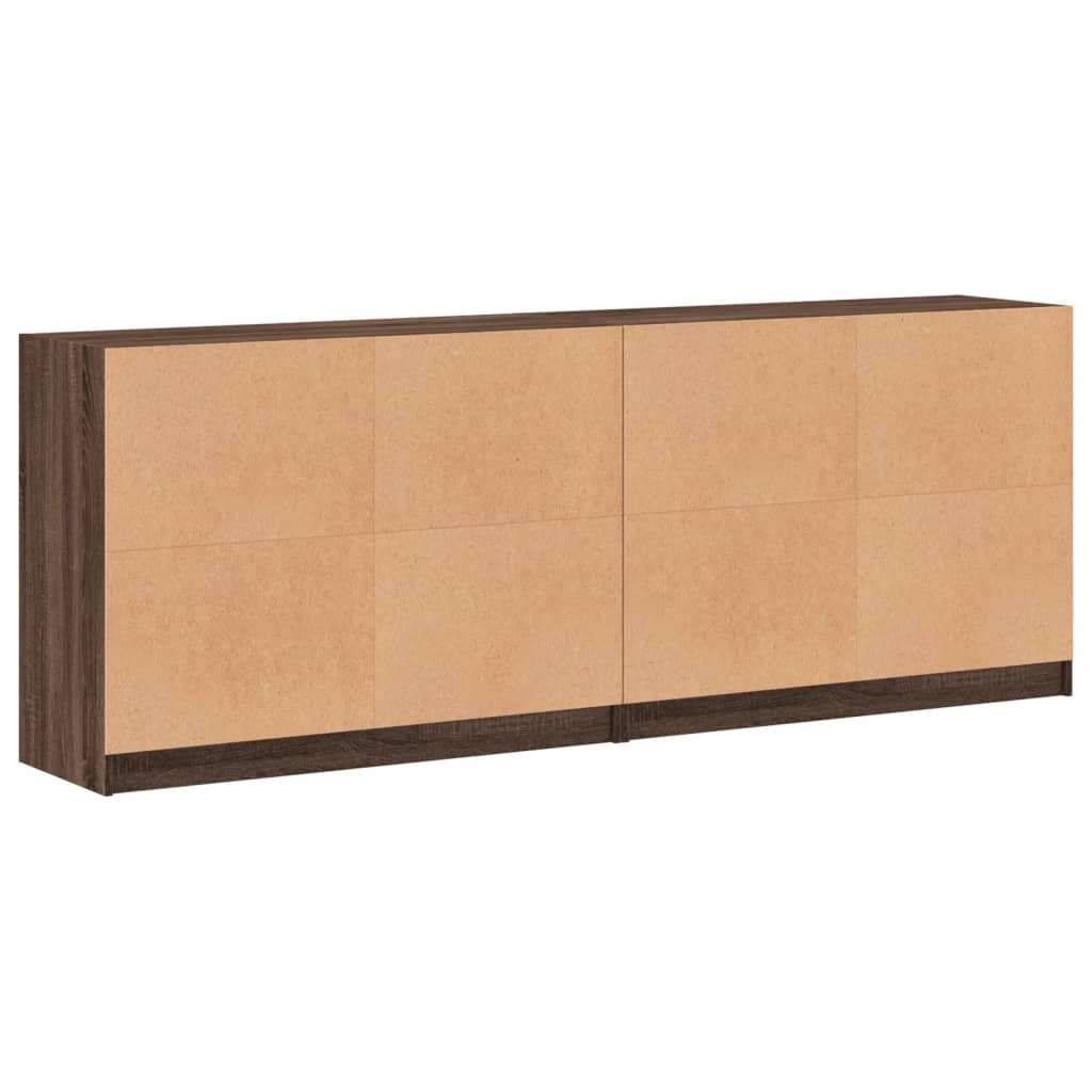 Boekenkast Met Deuren 204X37X75 Cm Hout Bruineikenkleurig