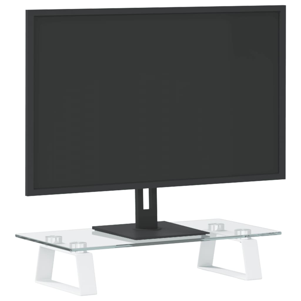 Monitorstandaard Gehard Glas En Metaal 40 x 20 x 8 cm Wit