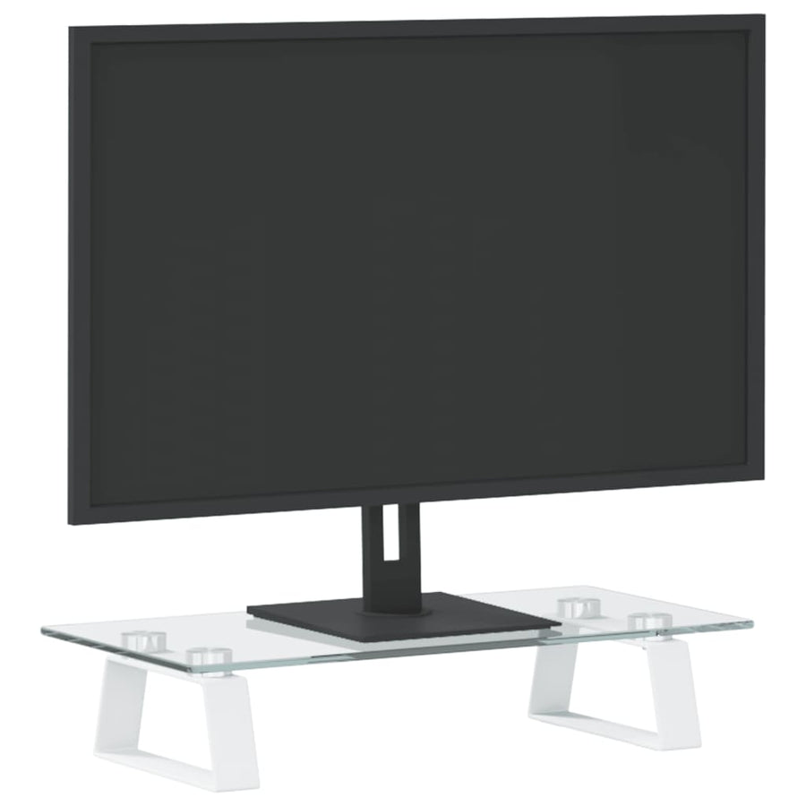 Monitorstandaard Gehard Glas En Metaal 40 x 20 x 8 cm Wit
