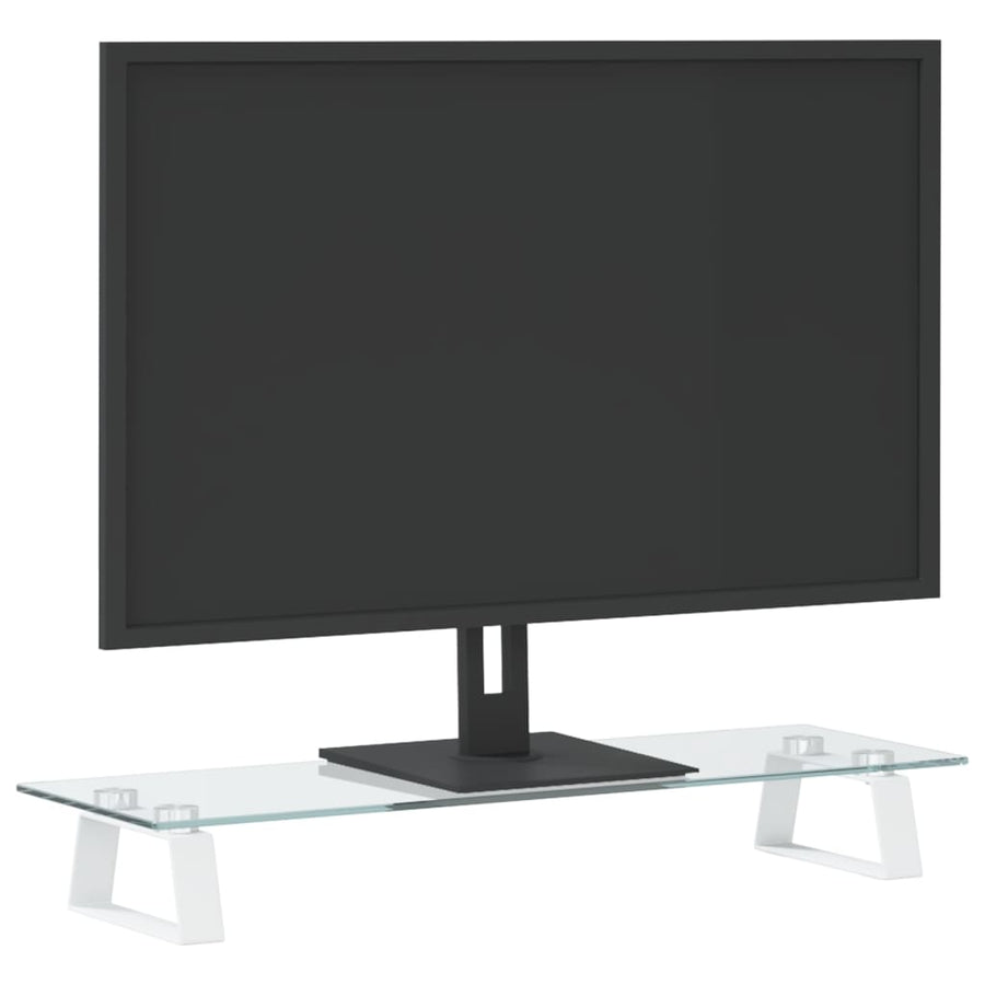 Monitorstandaard Gehard Glas En Metaal 60 x 20 x 8 cm Wit
