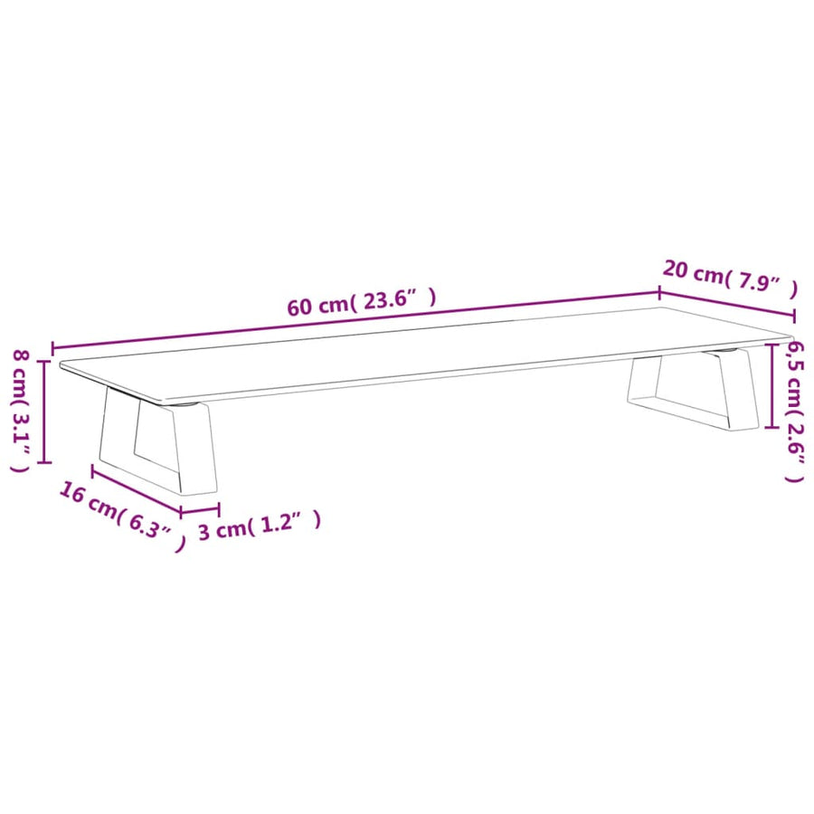 Monitorstandaard Gehard Glas En Metaal 60 x 20 x 8 cm Wit
