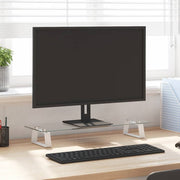 Monitorstandaard 60x20x8 cm gehard glas metaal wit