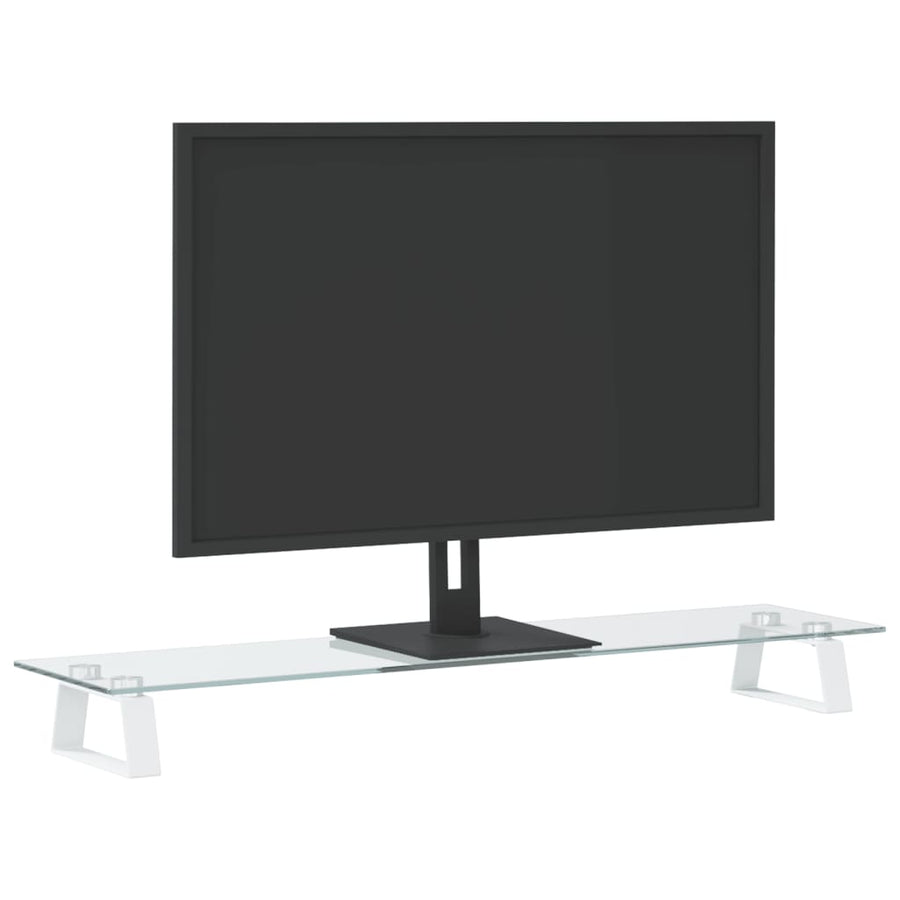 Monitorstandaard Gehard Glas En Metaal 80 x 20 x 8 cm Wit