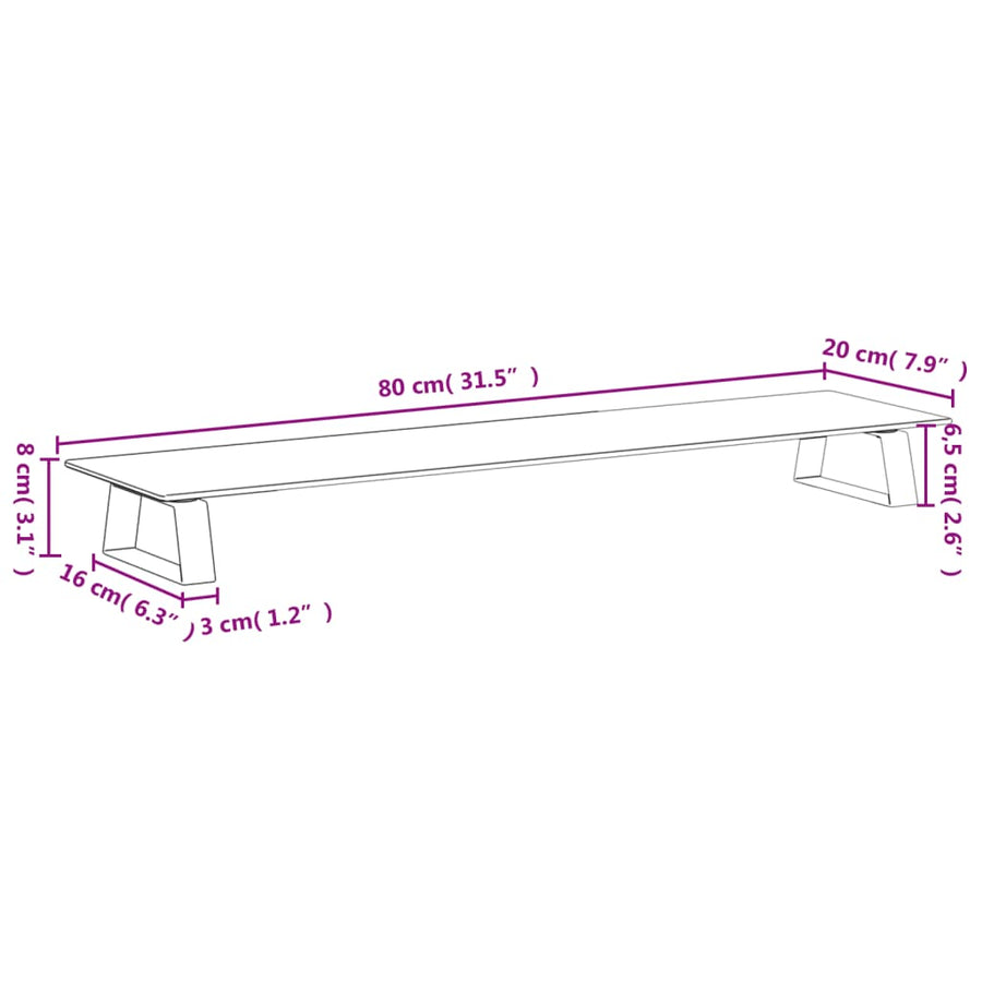Monitorstandaard Gehard Glas En Metaal 80 x 20 x 8 cm Wit