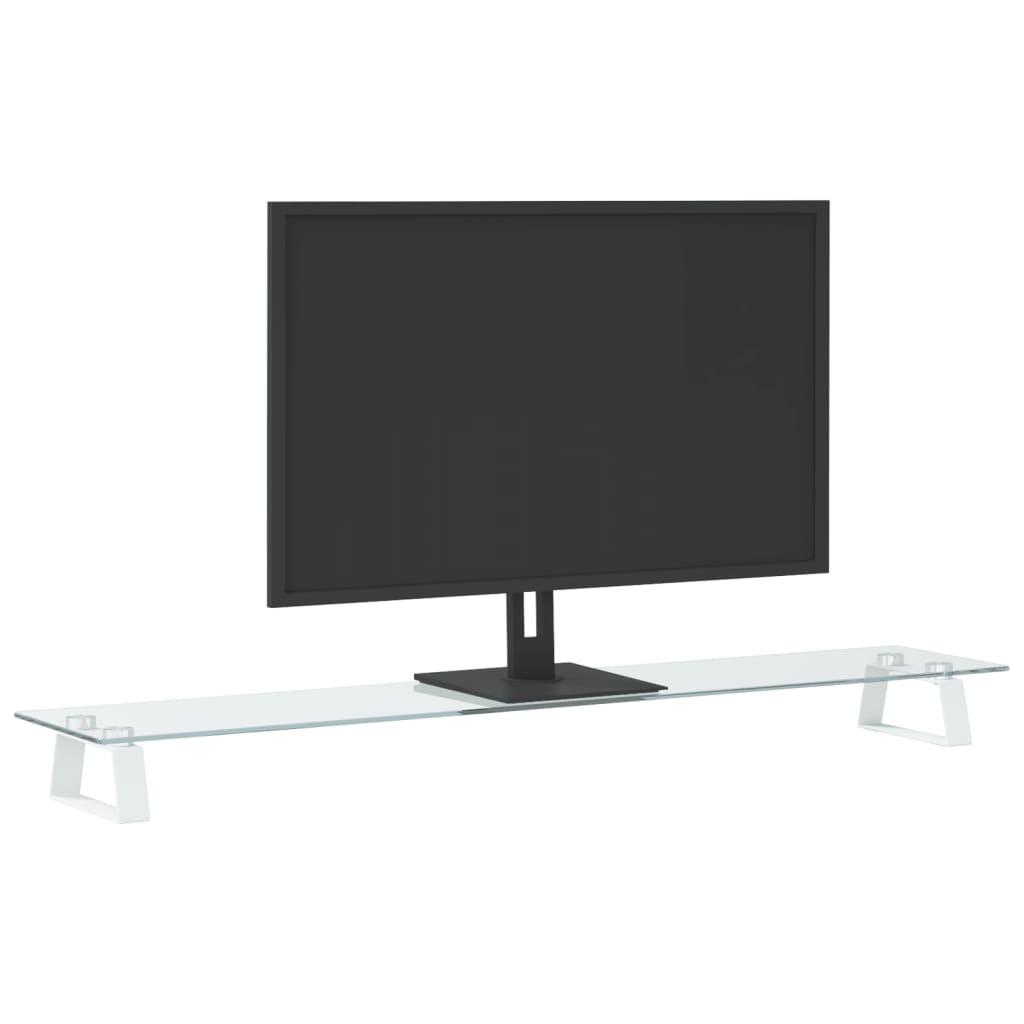 Monitorstandaard Gehard Glas En Metaal 100 x 20 x 8 cm Wit