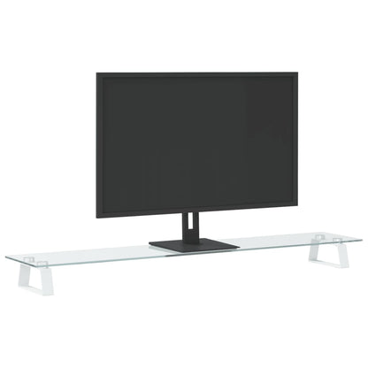 Monitorstandaard Gehard Glas En Metaal 100 x 20 x 8 cm Wit
