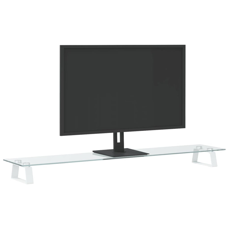 Monitorstandaard Gehard Glas En Metaal 100 x 20 x 8 cm Wit