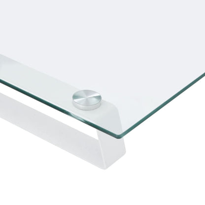 Monitorstandaard Gehard Glas En Metaal 100 x 20 x 8 cm Wit