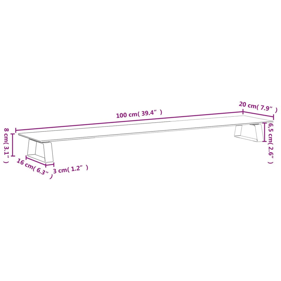 Monitorstandaard Gehard Glas En Metaal 100 x 20 x 8 cm Wit
