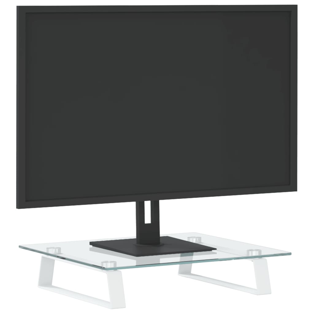 Monitorstandaard Gehard Glas En Metaal 40 x 35 x 8 cm Wit