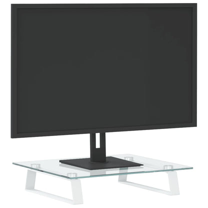 Monitorstandaard Gehard Glas En Metaal 40 x 35 x 8 cm Wit
