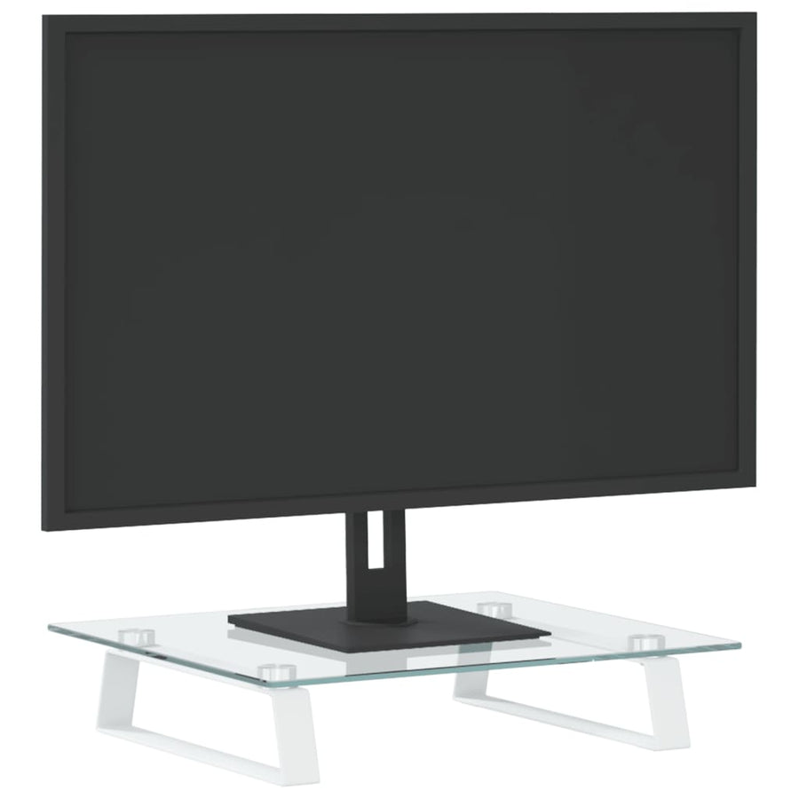 Monitorstandaard Gehard Glas En Metaal 40 x 35 x 8 cm Wit