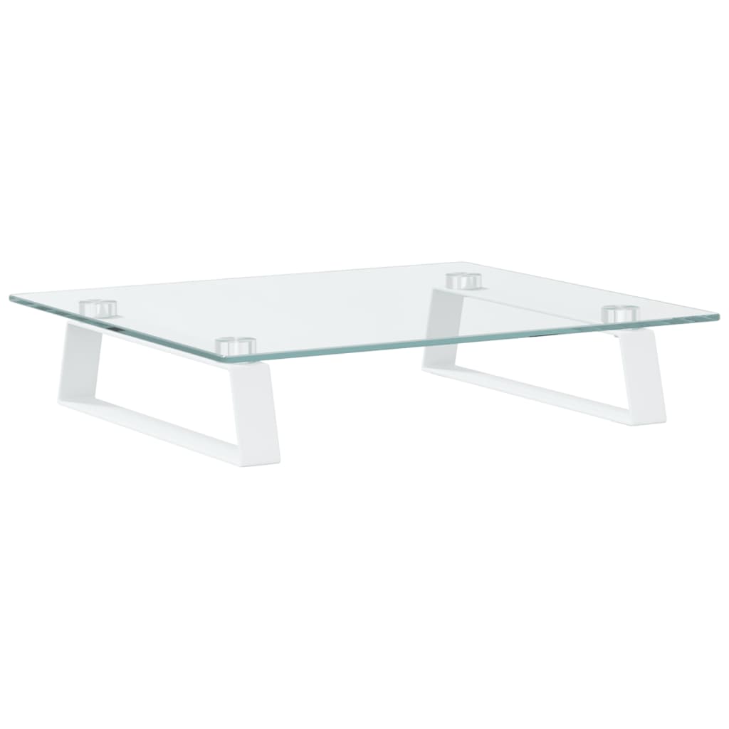 Monitorstandaard Gehard Glas En Metaal 40 x 35 x 8 cm Wit