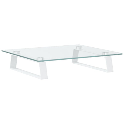 Monitorstandaard Gehard Glas En Metaal 40 x 35 x 8 cm Wit