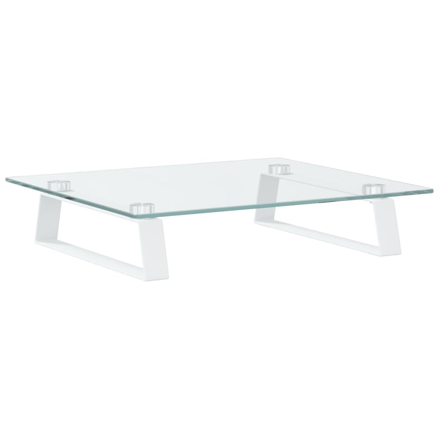 Monitorstandaard Gehard Glas En Metaal 40 x 35 x 8 cm Wit