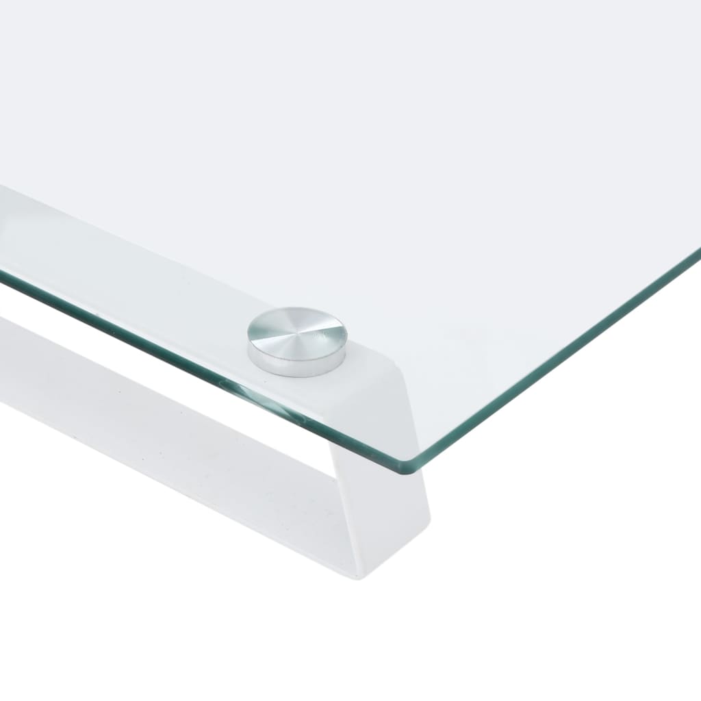 Monitorstandaard Gehard Glas En Metaal 40 x 35 x 8 cm Wit
