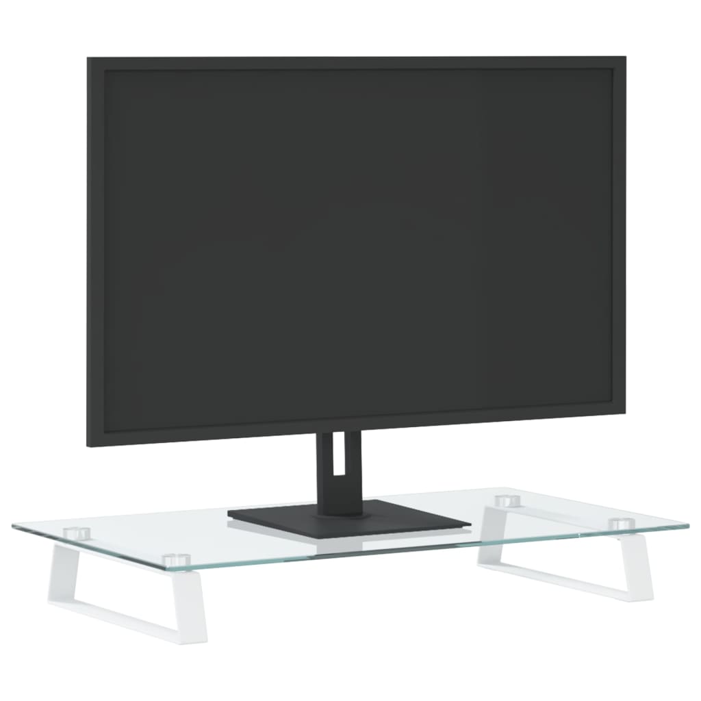 Monitorstandaard Gehard Glas En Metaal 60 x 35 x 8 cm Wit