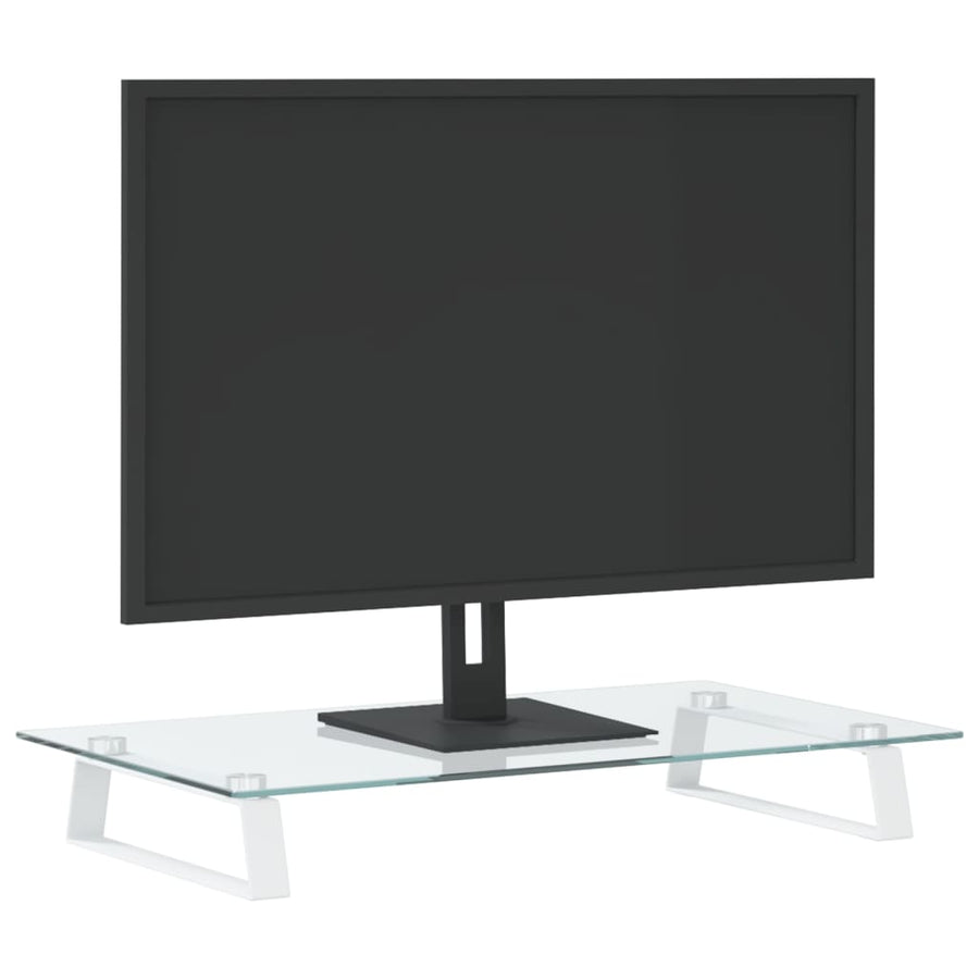 Monitorstandaard Gehard Glas En Metaal 60 x 35 x 8 cm Wit