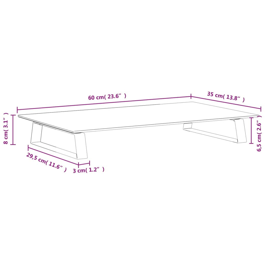Monitorstandaard Gehard Glas En Metaal 60 x 35 x 8 cm Wit