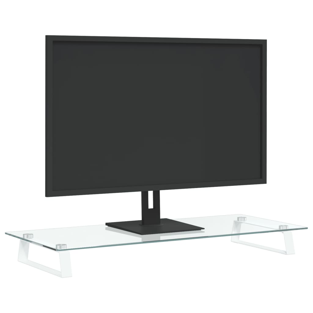 Monitorstandaard Gehard Glas En Metaal 80 x 35 x 8 cm Wit