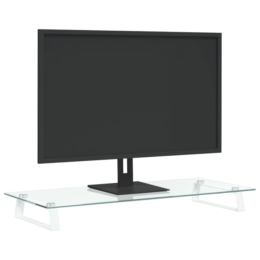 Monitorstandaard Gehard Glas En Metaal 80 x 35 x 8 cm Wit