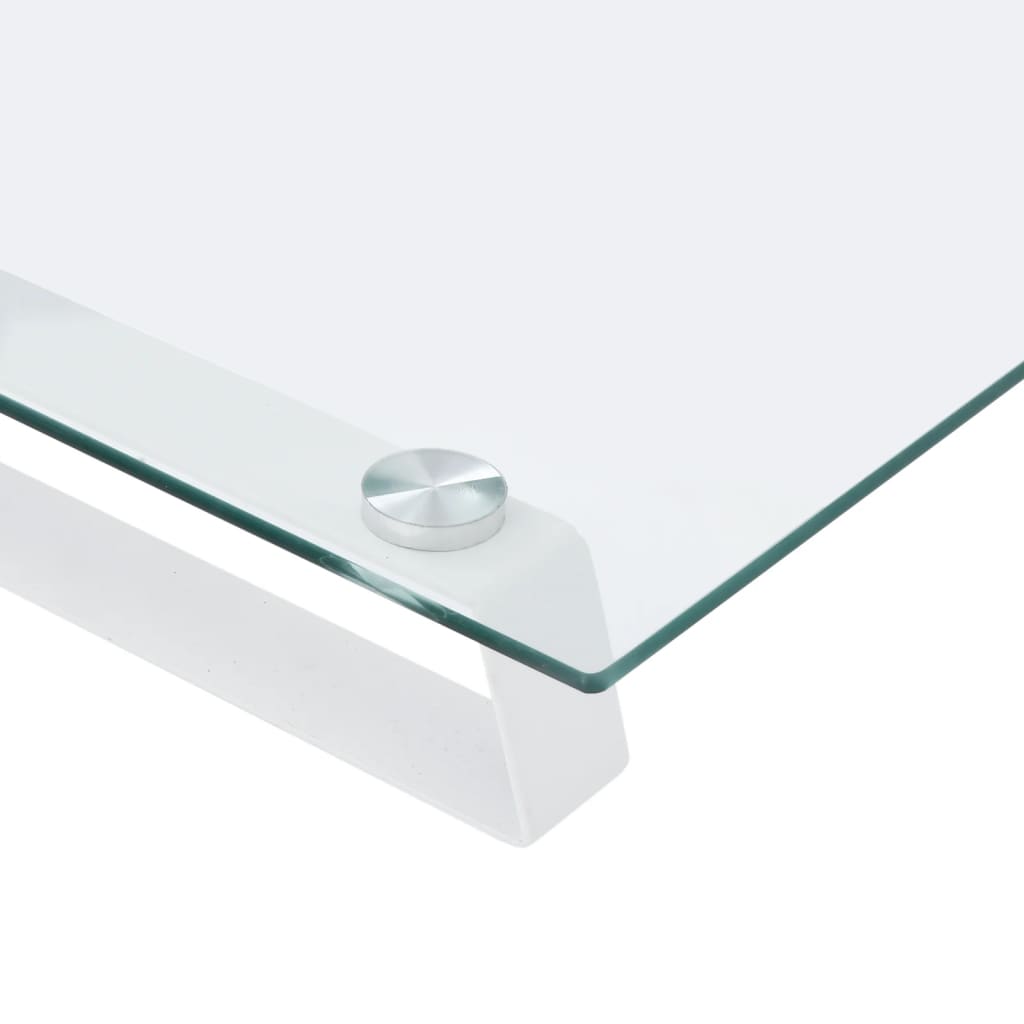 Monitorstandaard Gehard Glas En Metaal 80 x 35 x 8 cm Wit