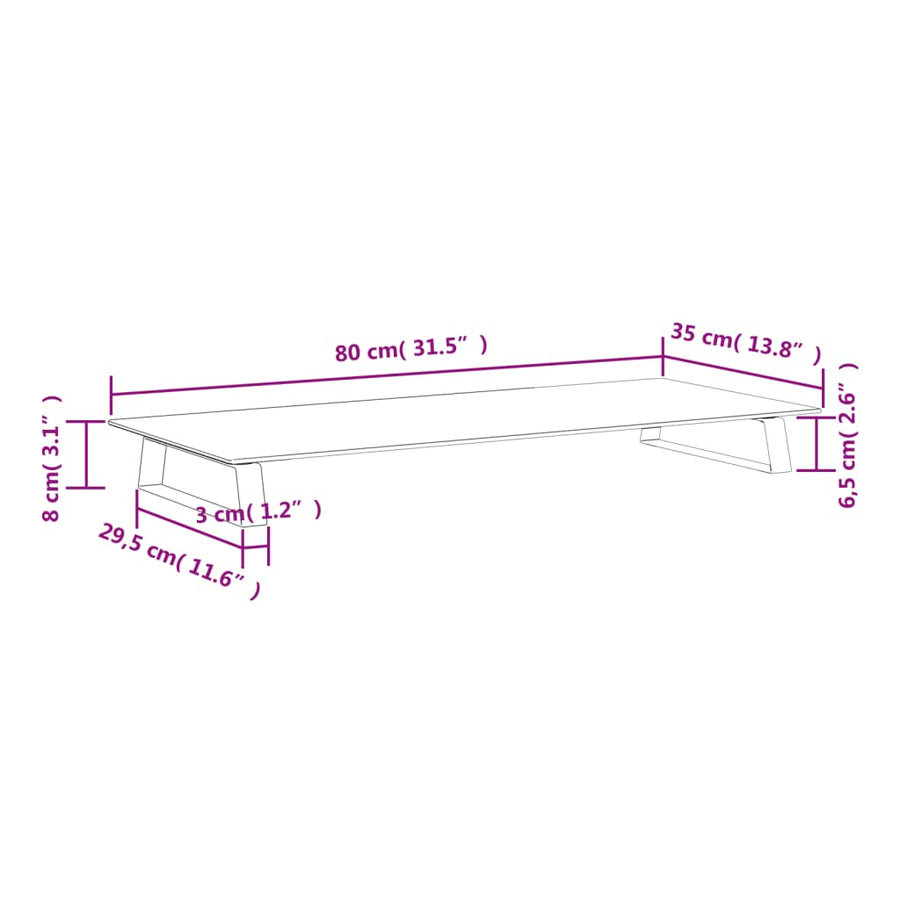Monitorstandaard Gehard Glas En Metaal 80 x 35 x 8 cm Wit