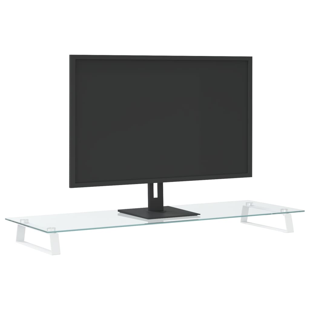Monitorstandaard Gehard Glas En Metaal 100 x 35 x 8 cm Wit