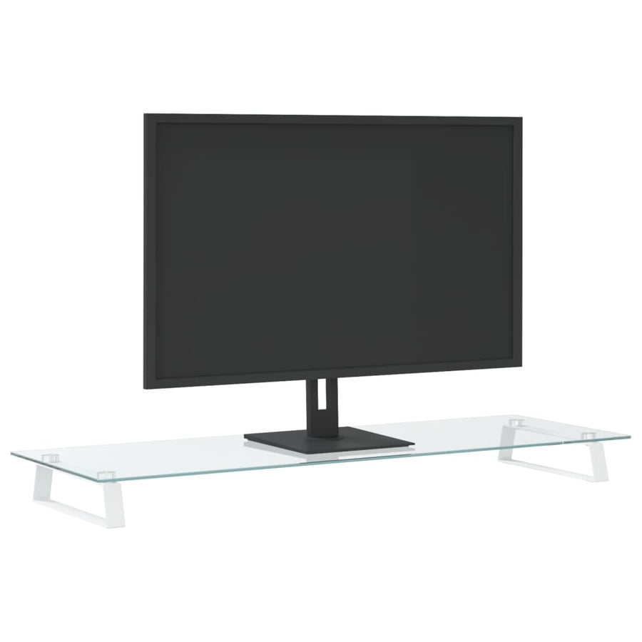 Monitorstandaard Gehard Glas En Metaal 100 x 35 x 8 cm Wit