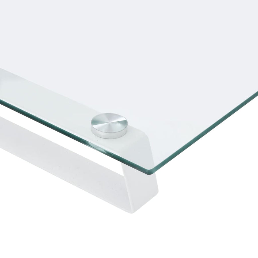 Monitorstandaard Gehard Glas En Metaal 100 x 35 x 8 cm Wit