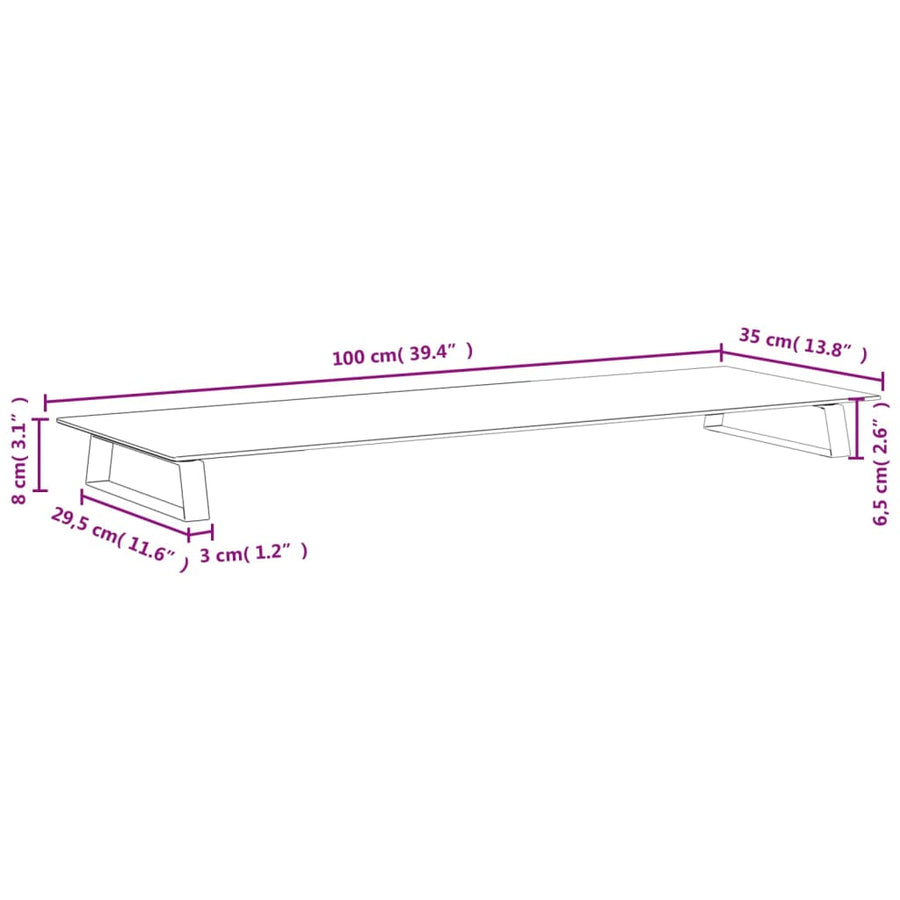 Monitorstandaard Gehard Glas En Metaal 100 x 35 x 8 cm Wit