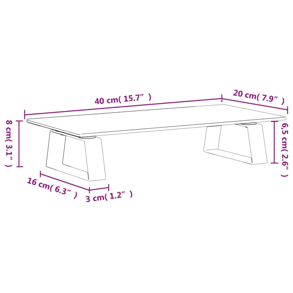 Monitorstandaard Gehard Glas En Metaal 40 x 20 x 8 cm Zwart