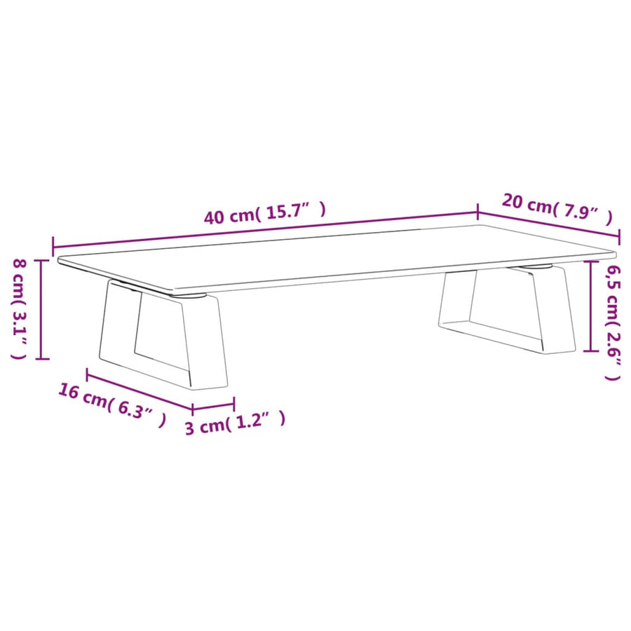 Monitorstandaard Gehard Glas En Metaal 40 x 20 x 8 cm Zwart