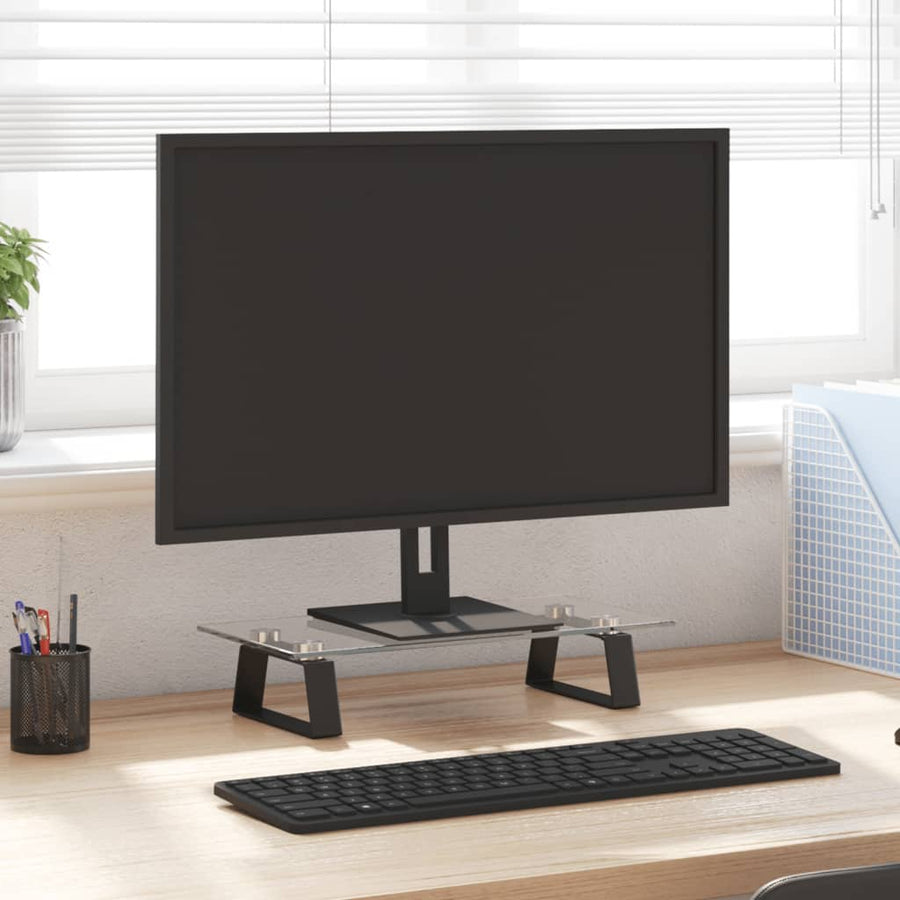 Monitorstandaard Gehard Glas En Metaal 40 x 20 x 8 cm Zwart