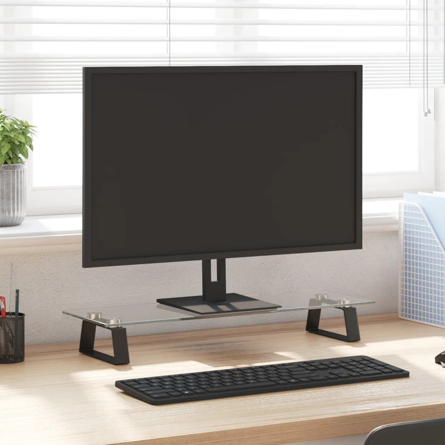 Monitorstandaard Gehard Glas En Metaal 60 x 20 x 8 cm Zwart