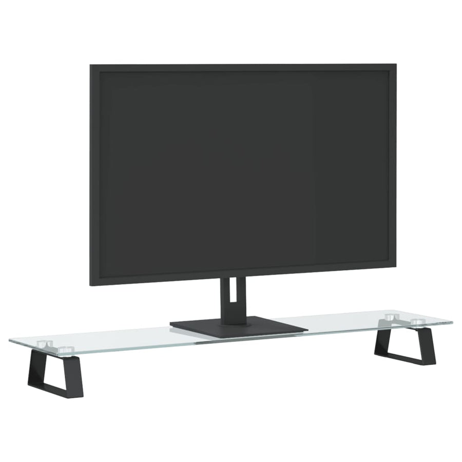 Monitorstandaard Gehard Glas En Metaal 80 x 20 x 8 cm Zwart
