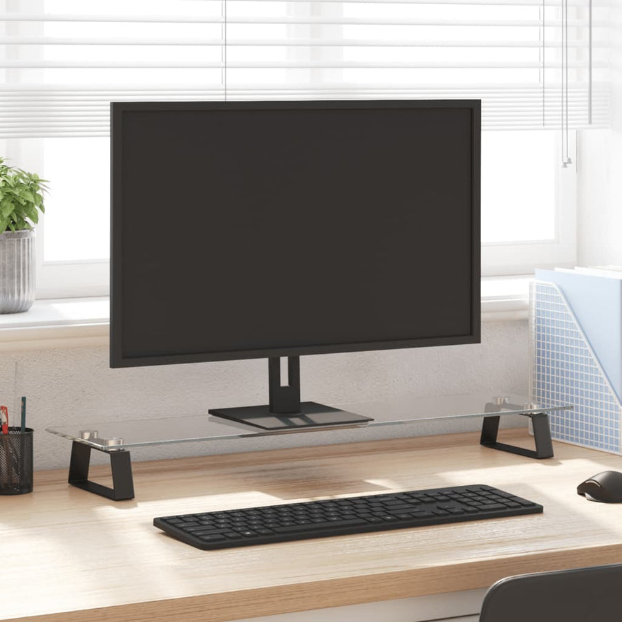 Monitorstandaard Gehard Glas En Metaal 80 x 20 x 8 cm Zwart
