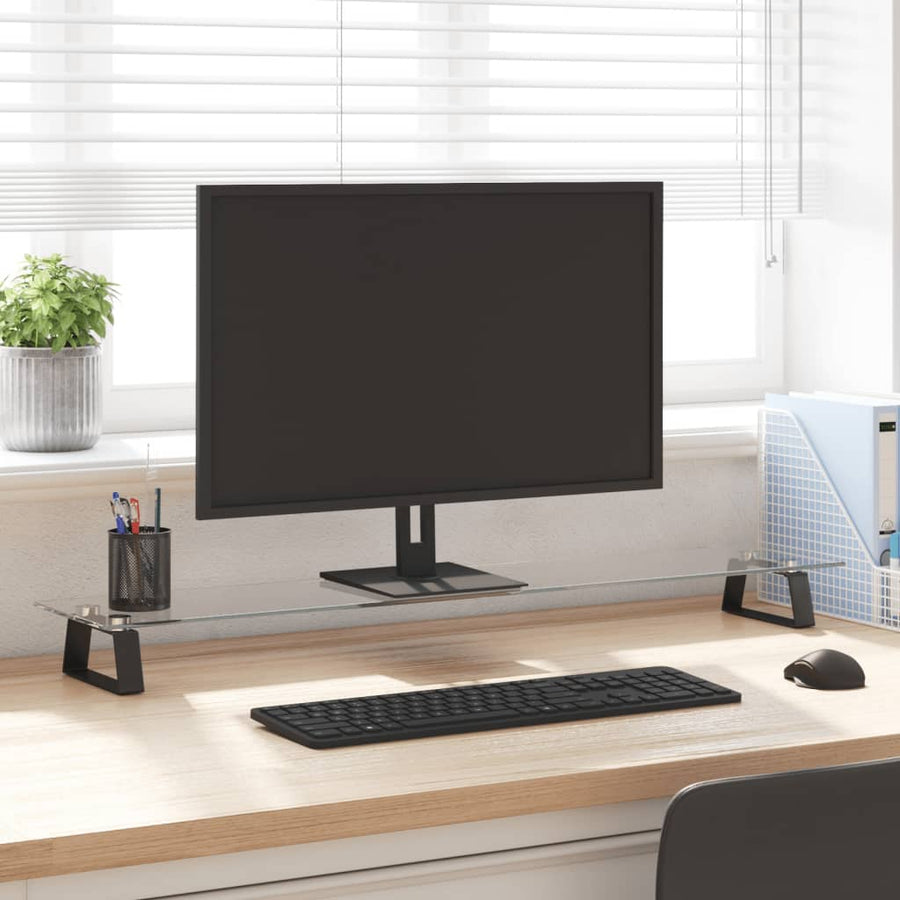 Monitorstandaard Gehard Glas En Metaal 100 x 20 x 8 cm Zwart