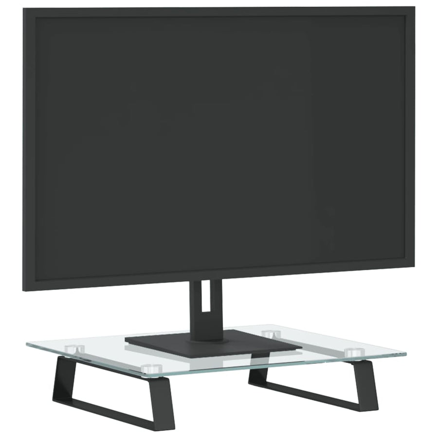 Monitorstandaard Gehard Glas En Metaal 40 x 35 x 8 cm Zwart