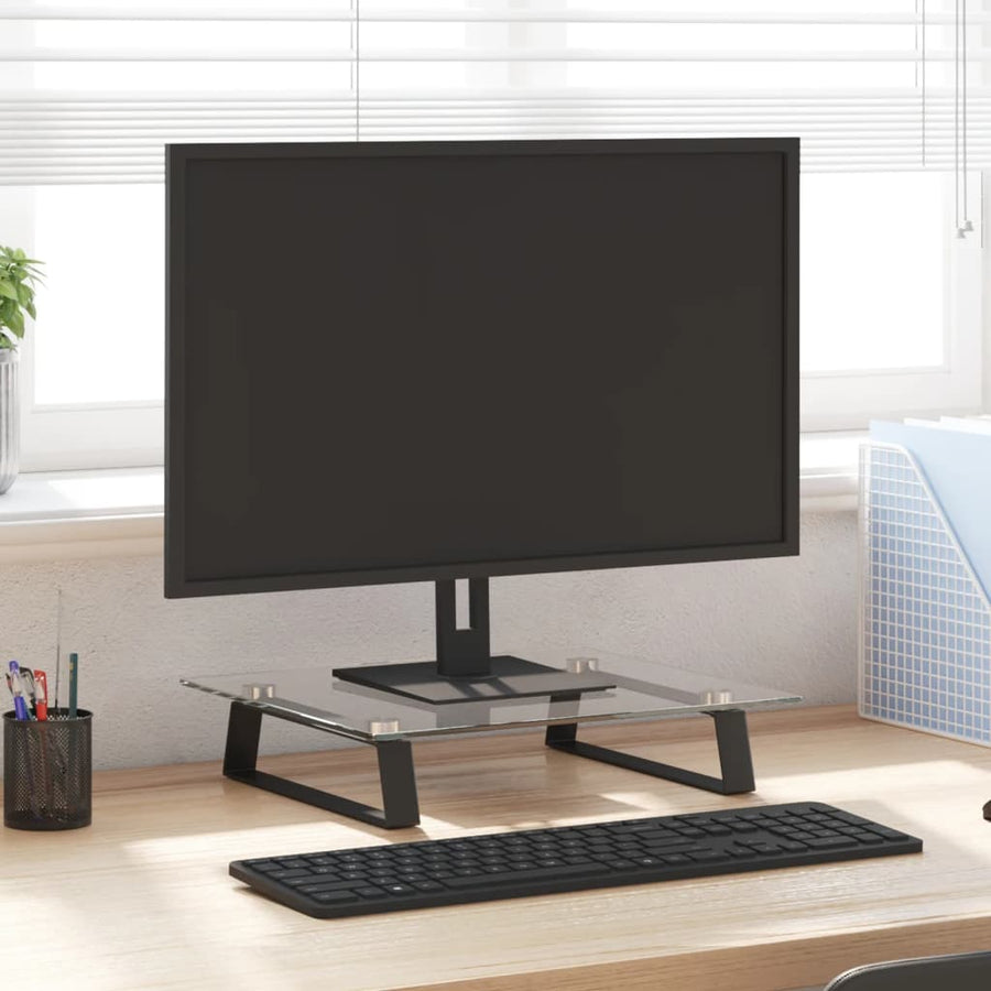 Monitorstandaard Gehard Glas En Metaal 40 x 35 x 8 cm Zwart
