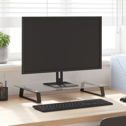 Monitorstandaard Gehard Glas En Metaal 60 x 35 x 8 cm Zwart