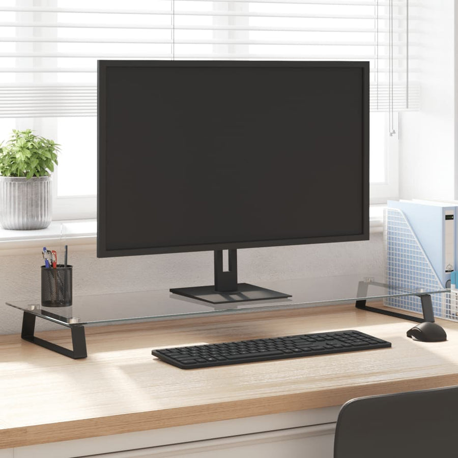 Monitorstandaard Gehard Glas En Metaal 100 x 35 x 8 cm Zwart