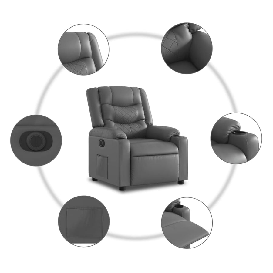 Fauteuil Verstelbaar Elektrisch Kunstleer Grijs Nee Elektrisch verstelbaar