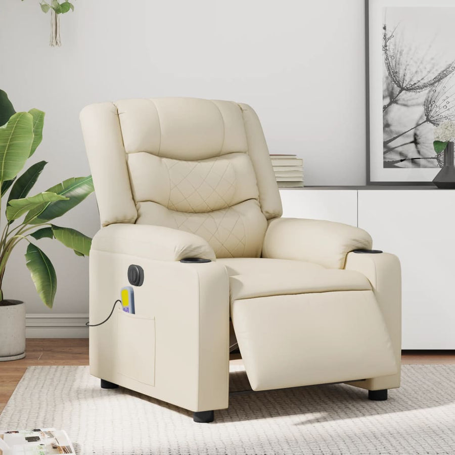 Massagestoel Verstelbaar Elektrisch Kunstleer Kleurig Crème Ja Elektrisch verstelbaar