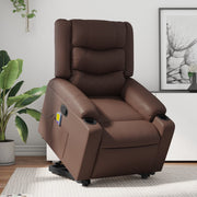 Lift recliner adjustable faux leather brown